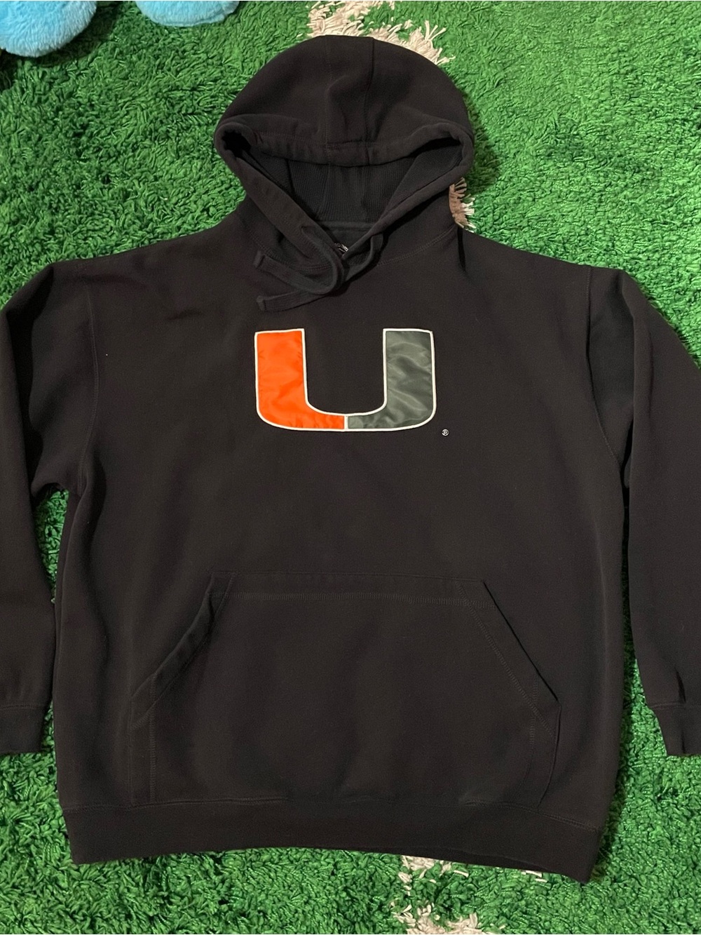 Miami hurricanes NCAA football Black Hoodie with Orange & Green 'U' Logo - Miami